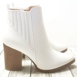 New White Point Toe Heel Ankle Boots Booties